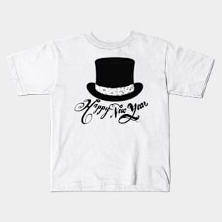 Happy New Year! Black top hat Kids T-Shirt